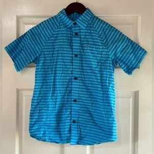 Hurley Boys Blue Striped Short Sleeve Button Up Shirt size small boys